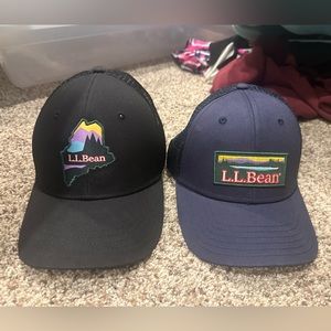 2 LL Bean hats.  One black one navy.